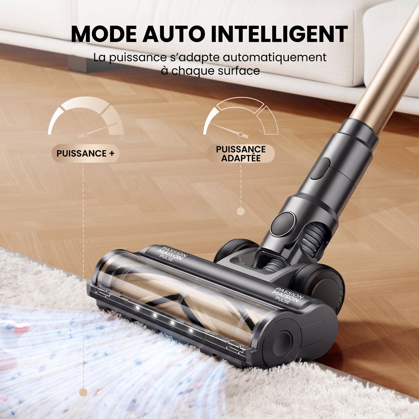 Aspirateur Balai Sans Fil Pulse – 65 kPa 600 W – Mode Auto – 60 min