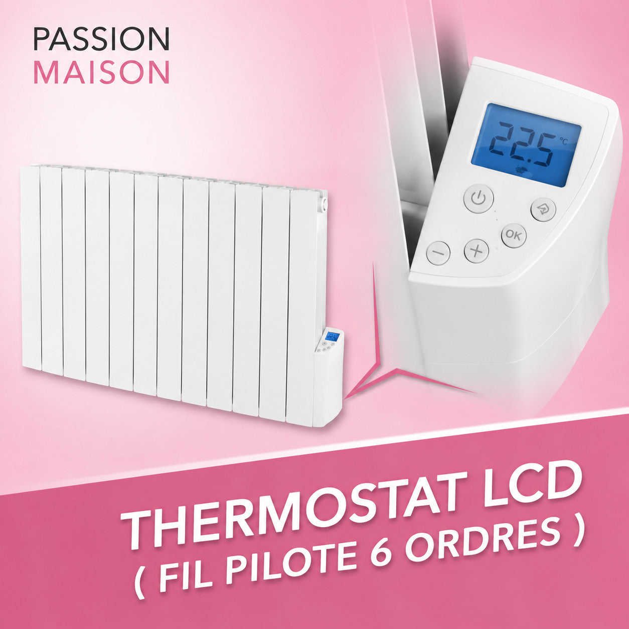Radiateur Électrique Passion Maison Fusion 2000 W – Inertie Fluide – Horizontal Blanc