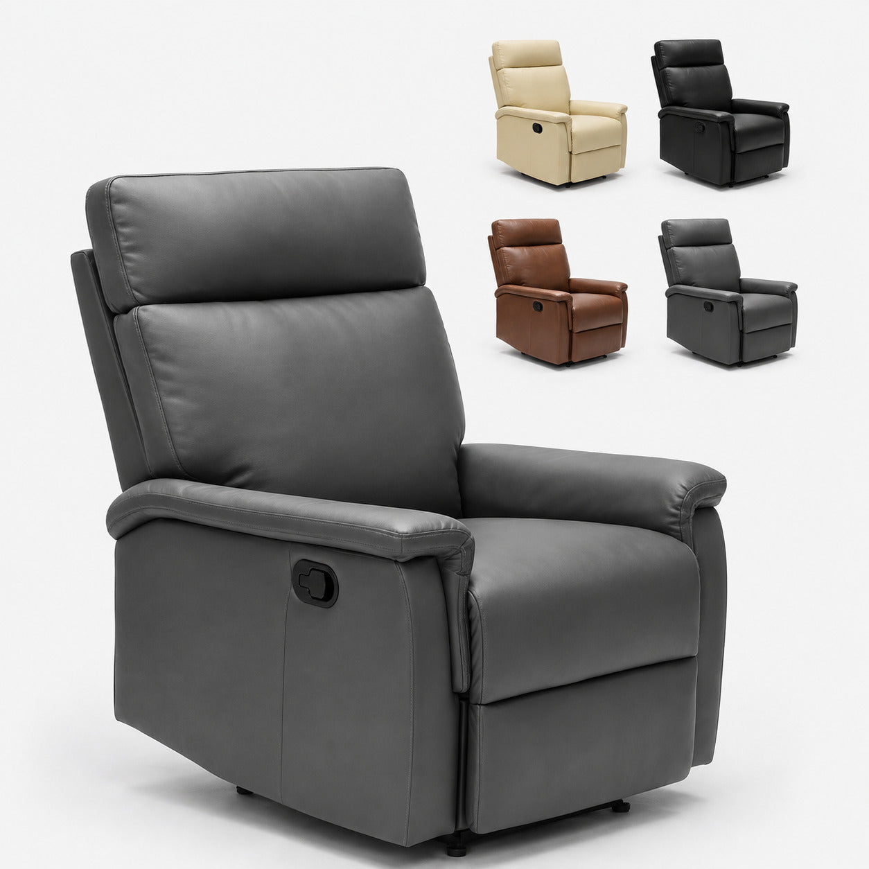 Fauteuil Relax Inclinable Harmony – Similicuir Cuir – Repose-pieds Intégré – 150 kg