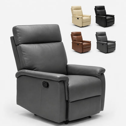 Fauteuil Relax Inclinable Harmony – Similicuir Cuir – Repose-pieds Intégré – 150 kg