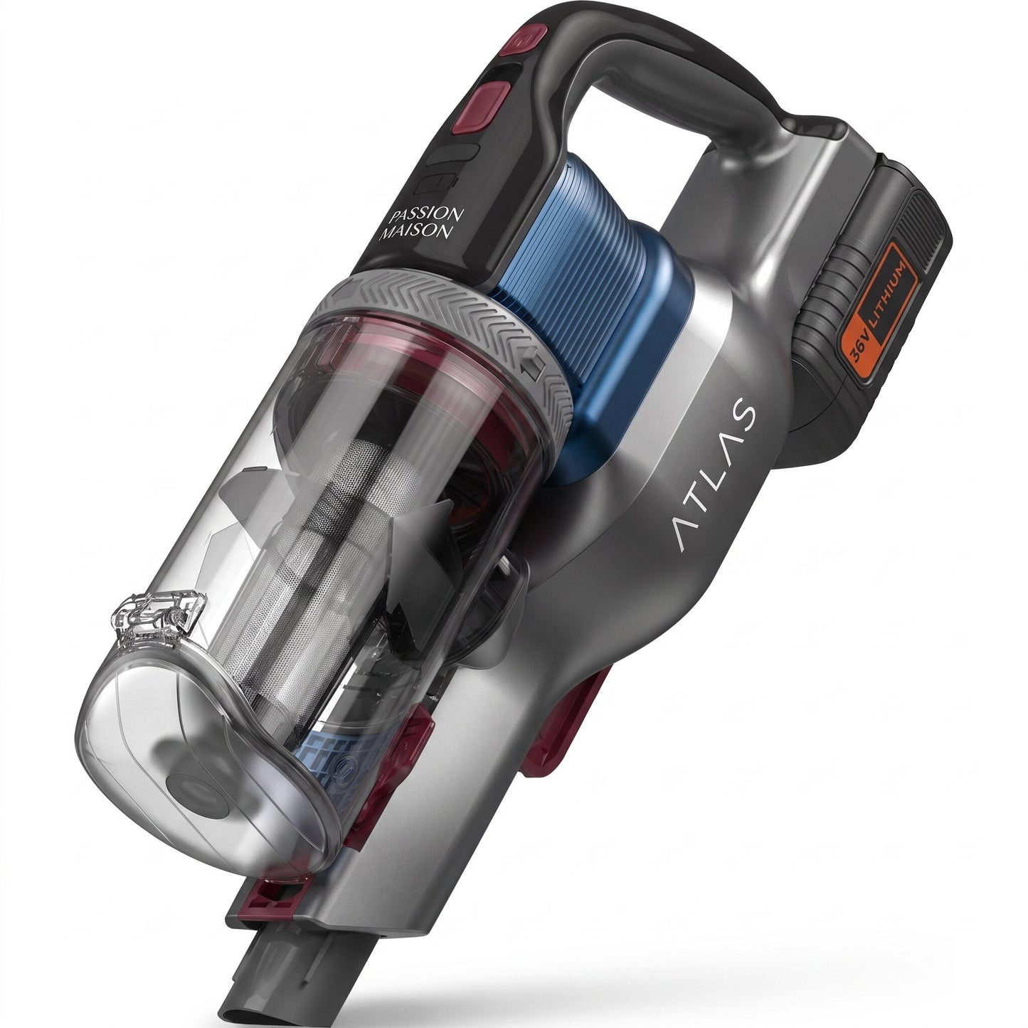 Aspirateur balai sans fil Atlas 36 V – Autonomie 78 min – Brosse LED anti-emmêlement – 750 ml