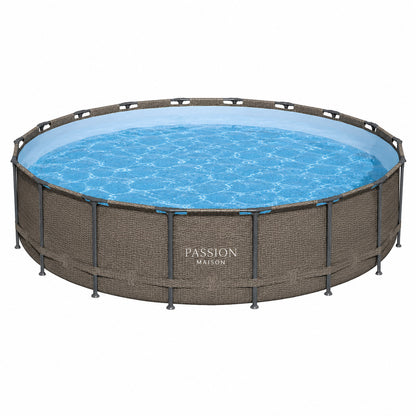 Piscine Tubulaire Ronde Passion Maison Azur 5,49 x 1,22m – Échelle, Bâche & Pompe Incluse
