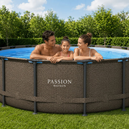 Piscine Tubulaire Ronde Passion Maison Azur 5,49 x 1,22m – Échelle, Bâche & Pompe Incluse
