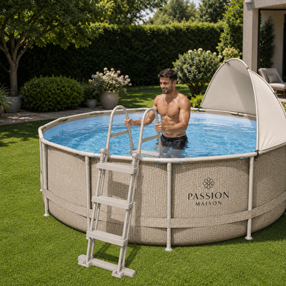 Piscine Tubulaire Ronde Passion Maison Oasis 3,96 x 1,07m – Auvent, Échelle & Pompe Incluse