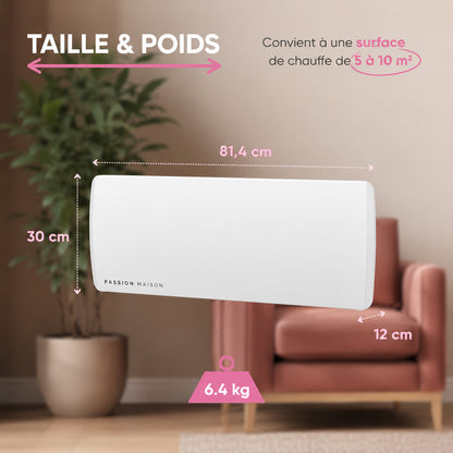 Radiateur Électrique Connecté Passion Maison Edge 1000 W – Inertie Céramique – Plinthe Blanche