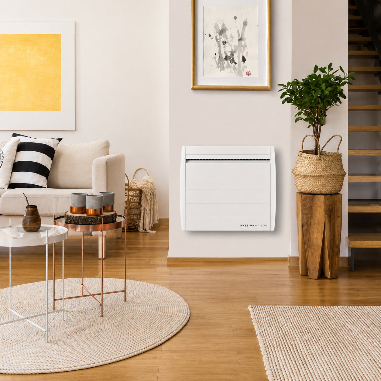 Radiateur Électrique Connecté Passion Maison Pulse 1000 W – Inertie Aluminium – Horizontal Blanc